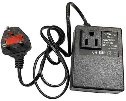 Step Down Power Voltage Converter Transformer 220V/240V to 110V/120V, 200W US to UK Voltage Converter, 220V to 110V Converter for Travel Hotel Household, Intelligent and Efficient