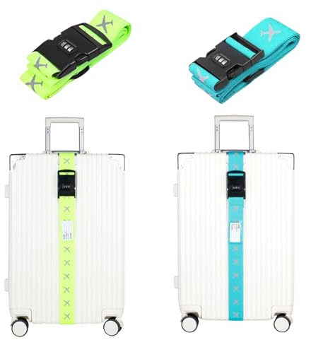 GWAWG Sangle Valise Voyage avec Code, 2 PCS Sangle pour Ceinture Valise Voyage Sécurité, Protege De Voyage Soute avec Couleurs Vives