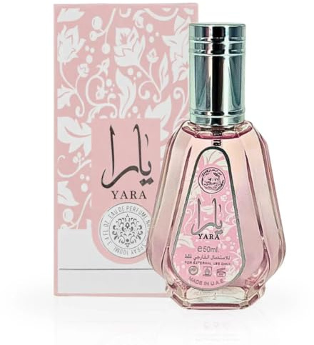Perfume Yara Eau de Parfum 50 ml, Perfume Árabe para Mujer de Larga Duración, Fragancia Dulce y Acaramelada con Notas Florales y Frutales, Formato Ideal para Llevar en el Bolso o de Viaje (Yara 50ml)