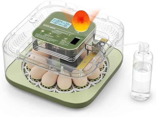 GQF Incubator for Hatching Eggs-Eggs Capacity System, Auto Egg Turner & New Auto Precision Humidity Control Reserve System, 360° Clear Viewing for Chicken, Duck and Quail (Green) (Square) | Auto Egg Turner New Auto Precision Humidity Control