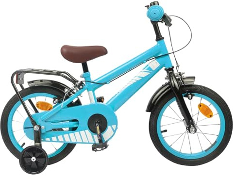 QUAHEAS Barncykel, tums himmelsblå för 2–4 år, stålram, fälgbroms, skyddsplåt, ringklocka, stativ, reflektorer, lätt robust hjul för park, fritid, vardag
