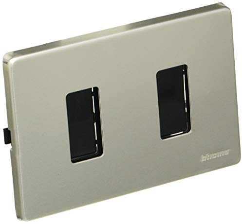 BTicino S503/12XS Magic Kit Supporto e Placca, 2 Moduli, Alluminio