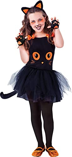 RUBIE'S Déguisement Tutu Chat - Déguisement pour Enfant - Noir - Taille L - 8 à 10 Ans - 117 à 128cm - Tutu + Haut + 4 Mitaines + Collant - pour Carnaval, Noël, Anniversaire, Fêtes et