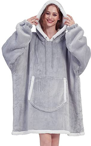 Viviland Pullover Damen Pullover Herren Hoodie Sweatshirt, großer und warmer Hausanzug für Erwachsene, Grau