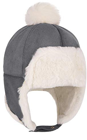 YJZQ 2 in 1 Baby Wintermütze mit Ohrenklappen Kind Baumwolle Verstellbar Fliegermütze mit Ohrenschutz Plüsch Mütze Trappermütze für Jungen Mädchen