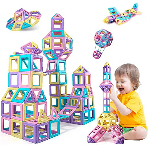 ATCRINICT Magnetic Building Blocks Magnetic Tiles Toys for 3 4 5 6 7 Years Old Boys Girls Kids Educational Construction Magnet Toy Learning Games for Toddlers Christmas Birthday Gifts