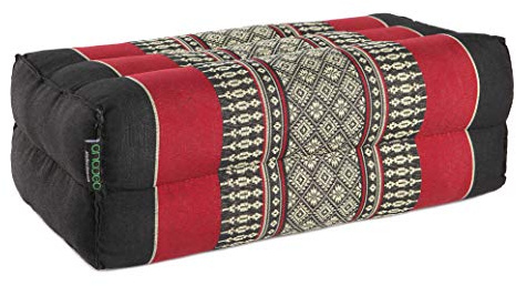Coussin de Yoga et Méditation en Kapok Naturel - Noir Rouge - Confort Optimal, Posture Alignée, Coutures Renforcées - Léger, Compact et Facile à Transporter - Idéal Zazen et Pleine Conscience