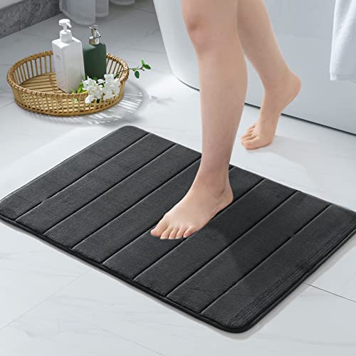 MIULEE Badematte Memoryschaum Badezimmerteppich Wasserabsorbierend Badteppich Memory Foam Duschvorleger Badvorleger rutschfest Waschbar für Badezimmer 60x90cm Schwarz