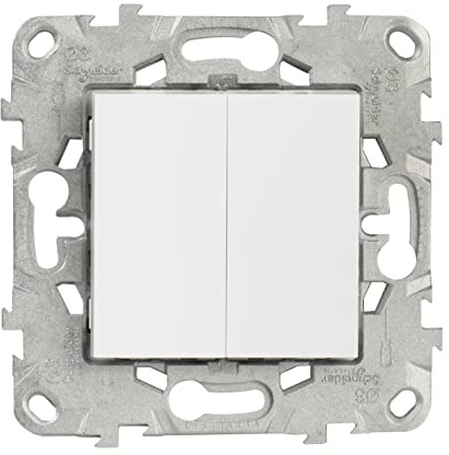 SCHNEIDER - Interruptor Doble Vaivén 10A Blanco Unica Deco - Mecanismo de Plástico - 250V, IP21 - Montaje Empotrado - Para Grandes Espacios Multifuncionales - Acabado Brillante - 60 x 60 x 40 mm