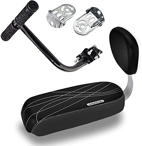 Asiento Bicicleta para Niños Asiento Trasero para Bicicleta Cojín de Asiento Bicicleta con Respaldo Asiento de Bicicleta Seguro Cómodo Plegable Reposapiés e Reposabrazos Accesorios de Bicicletas