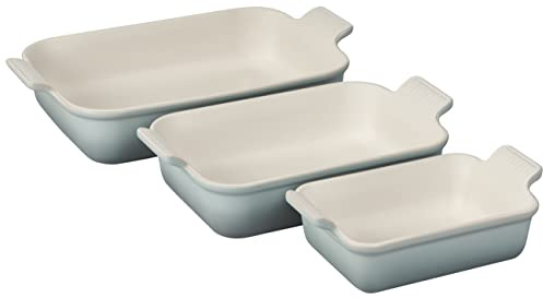 Le Creuset Stoneware Heritage Set 3 Rectangular Dishes, Sea Salt