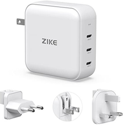 ZIKE 140W USB C GaN Ladegerät 3 Ports USB C Netzteil Charger PD3.1 PPS Schnellladegerät Kompatibel mit MacBook Pro, iPhone 16/15/15 Pro/14/14 Pro/13/12, iPad Air M2, iPad Pro M4, Samsung S22, S21