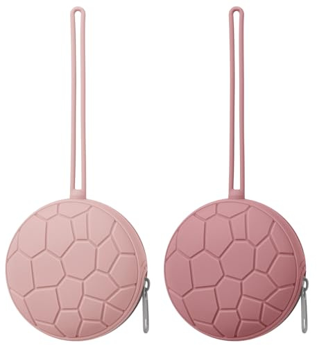 2 Pack Silicone Pacifier Holder Case, Soft Silicone Newborn Baby Silicone Pacifier Holder for Boys & Girls, Portable Silicone Pacifier Container Case (Blush/Mauve)