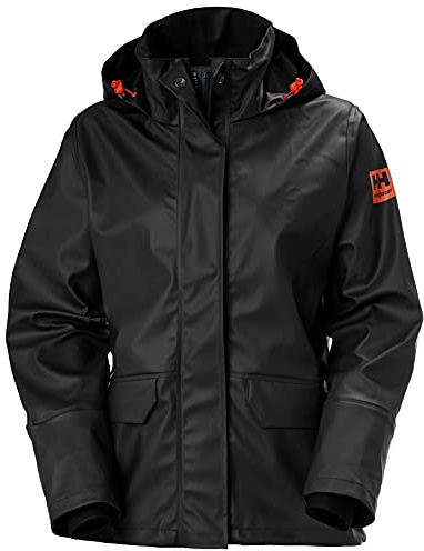 Helly Hansen Luna Gale Waterproof Rain Jacket - Breathable Waterproof Jacket for Women - Packable Hood & Neoprene Cuffs - 990 Black - 3X-Large