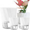ROLMZJX 4 Pack Self Watering Pots,African Violet Pots，Clear Plastic Round Plant Pots for Succulent, Flowers, Herbs for Office Home Decor（White-Large/Medium/Small）