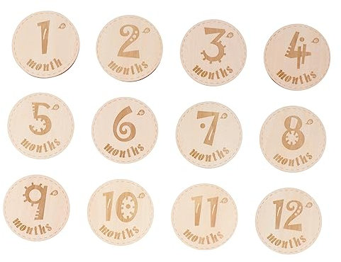 Artibetter 12stücke -meilensteinkarten Für Monatliche Wachstumsfotokarten Ersten Für Neugeborene Und Babyfotos Natürlichem Gefertigt