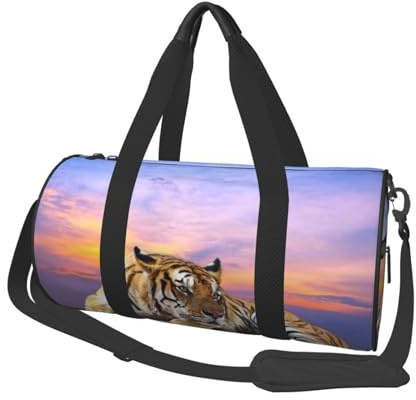 Relax Tiger, Reisetasche mit großem Fassungsvermögen, runde Handtasche, Sport-Reisetasche, Einkaufstasche, Fitness-Tasche