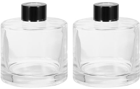 sourcing map 2pcs 200ml/6.8oz Empty Glass Diffuser Bottle 3.6 x 3.1 Refillable Fragrance Accessories Aromatherapy Jar Container for Replacement Reed Diffuser DIY Home Bathroom Transparent