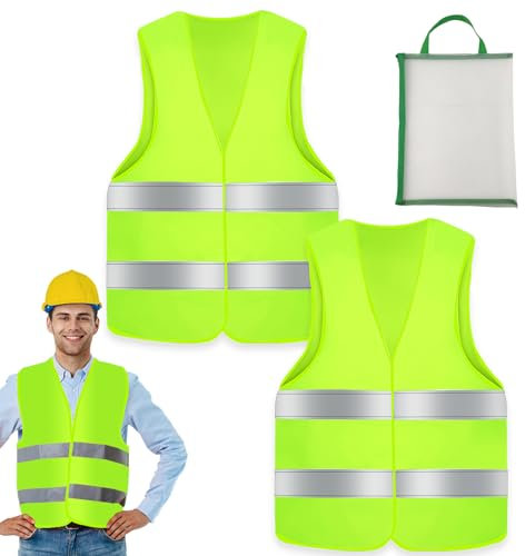 UVVRUR Warnwesten Auto Warnweste 2Stk Pannenweste Sicherheitsweste Neongelb KFZ Pannenhilfe Reflektierende Warnwesten (2 PCS)
