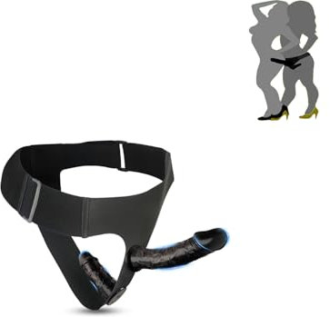 Strap-On Doppio per Donne – Dildo Nero Regolabile con Doppia Penetrazione – Harness BDSM per Coppie – Giocattolo Erotico per Giochi di Ruolo