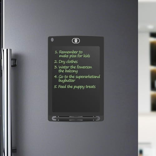 BUNNIJOY Magnetic LCD Writing Tablet for Fridge, 8.5 Inch Portable Electronic Notepad for Family, One Click Erase Message Board, Checklist, Daily Planner (Blank Board)
