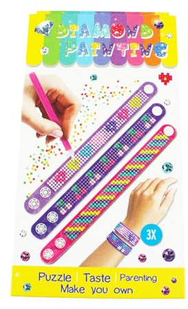 Pracht Creatives Hobby 6048-20011 Diamantmålningsarmband, 3 st pysselset för att designa ett personligt glitterstensarmband för barn från 5 år