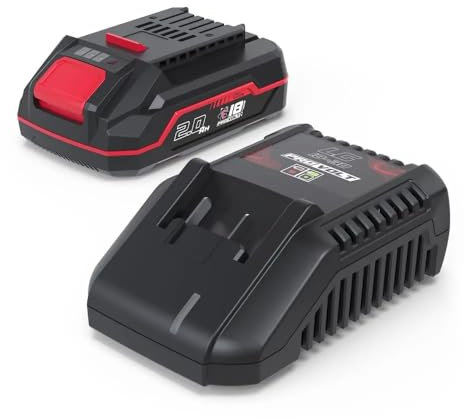 Güde Ladegerät & Akkupack Starter-Kit LGAP 18-3020 P (18 V Li-Ion, 2 Ah Akkupack & 3A Schnellladegerät, 36 Wh Akkuleistung, Anti-Rutsch Gummierung, Kapazitätsanzeige, passend zu allen 18V E³ Artikeln)
