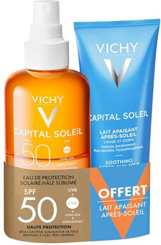 Vichy - Capital Soleil - Pack - Eau de Protection Solaire SPF50 200 ml + Lait Apaisant Après-Soleil 100 ml