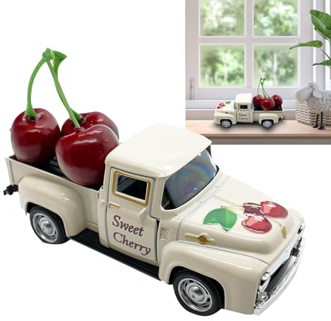 Modellastbil Kreativt Farkost Skrivbordsornament Dekoration | Miniatyrlastbil med 3 Falska Frukter För Hylla Bordsmittstycke Klassrum Lantgård Högtid Och Lantgård Bordsprydnad