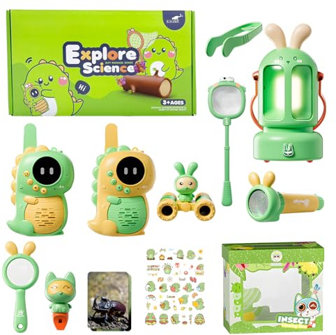 KZARYVEXIS 12 pezzi scatola per insetti per bambini, strumento di esplorazione della natura scienza, kit di esplorazione per giocattoli all'aperto, walkie-talkie per bambini, regali per ragazzi e