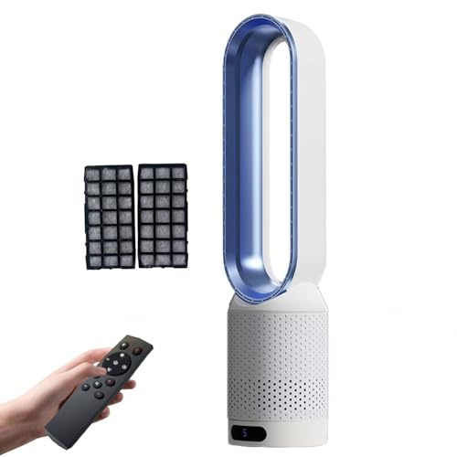 LSQXSS Ventilateur tour chaud/froid 1200 W, purificateur sans pales avec filtres supplémentaires, oscillation automatique, vent réglable, minuterie de 2 heures pour dormir, travailler et étudier