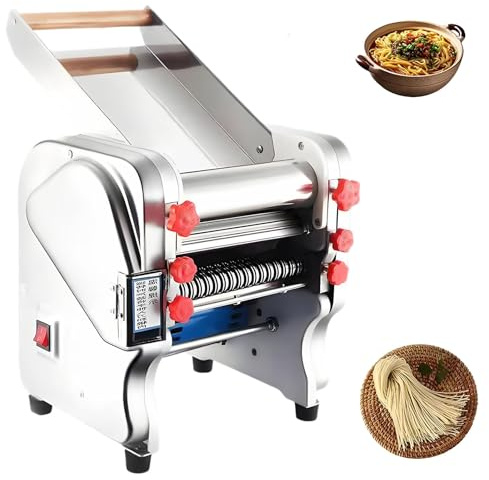 HuanEssentric 550W Máquina Pasta Eléctrica,Laminadora Masa Comercial,Espaguetis Frescos Caseros para Fideos/Espaguetis,Lasaña,Raviolis FKM180