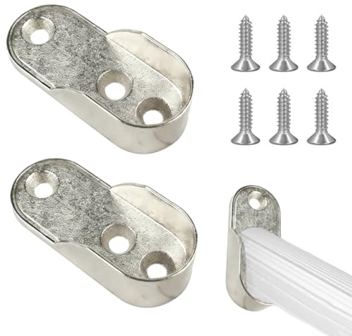 YUVKIN 2 Supporti per Bastoni Appendiabiti, Stabile Montaggio per Tubi Ovali, Accessori per Armadio Interno, Appendiabiti, Asta, Guardaroba, Adatto per Armadio, Bagno e Balcone