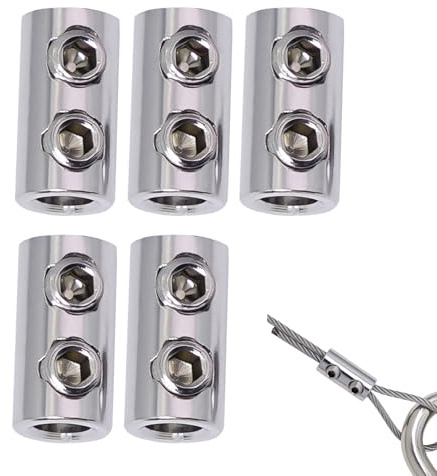 5 Pcs Drahtseilklemme 2mm,Seilklemme,Kabel Clips,Seilklemmen 2mm,Drahtseil Klemmen 1.5-2mm,Drahtseil-Code-Verschluss Doppelloch Metall Kupfer Clips für Stahlseil Drahtseil Wäscheleine Markise Fixiert