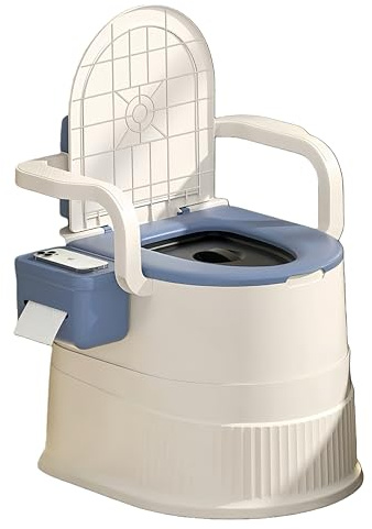 RVTENRIO Portable Toilet Chair with Backrest and Armrests – Blue