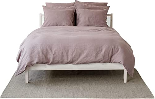 My Linen Home | Parure de Lit - 100% Lin Lavé | 1 Housse de Couette 240x220 avec Fermeture éclair | 2 Taies Oreiller 50x70 avec Fermeture à Revers | Linge de Lit et Oreillers | Rose Poudré