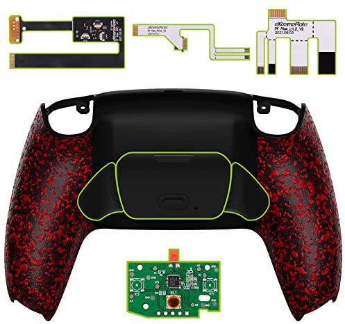 eXtremeRate Textrued Red Back Paddles Programable Rise 2.0 Remap Kit for ps5 Controller BDM-010/020, Upgrade Board & Redesigned Back Shell & Back Buttons Set for ps5 - Controller NOT Included