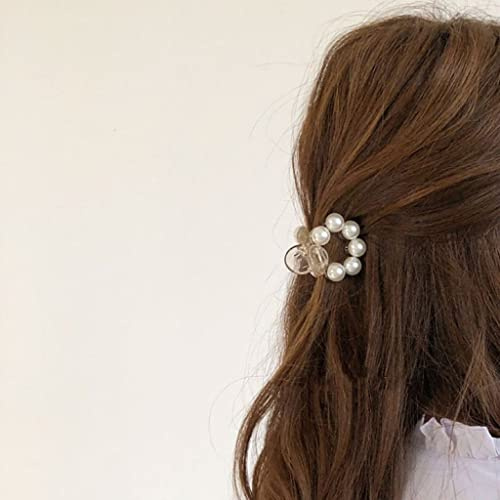 Wendalern Boho Pinza de pinza para el pelo de perlas, pinza pequeña para el pelo, pasador de perlas para boda, pinzas para la mandíbula para el pelo, accesorios para el cabello para mujeres y niñas