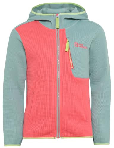 Jack Wolfskin Unisex Kinder Actamic Grid Midlayer Fleece-Jacke, Sunset Coral, 164 EU