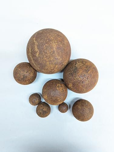 Zen Man Lot de 3 boules en fer rouillées - Décoration de jardin - Boule métallique - Aspect rouille - Diamètre : 25 mm - Diamètre : 100 mm (Ø55 mm)