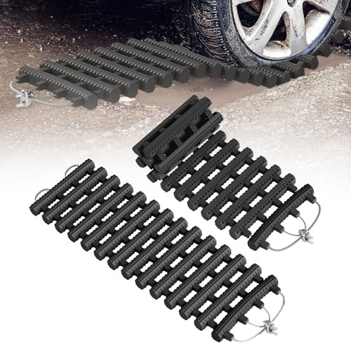 HENGMEI 2 Stück Auto Anfahrhilfe Sandbleche Traktionshilfe Gummi Traktionsmatte Set Offroad Recovery Board Tracks Traction Mats Anfahrmatte für Schnee, EIS, Schlamm (100cm)