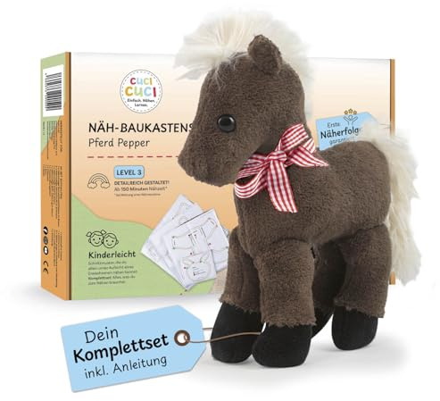 cuci cuci Näh-Baukastenset Motiv: Pferd Pepper | Erste Näherfolge garantiert für Kinder ab 5 Jahren, Komplettset mit allem, was Du zum Nähen brauchst | Fördert Kreativität & Geschicklichkeit