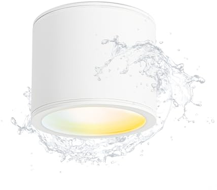 Gleonlux Spot en Saillie Blanc IP44, Spots de Plafond 6W 3CCT Blanc Chaud 3000K/ Blanc Neutre 4000K/ Blanc Froid 6500K, Plafonnier Salle de bain imperméable 230V avec GX53 douille Ø82x67mm