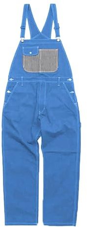 2026 - Peto vaquero para hombre, ajuste relajado, ropa de trabajo con tirantes ajustables, prácticos bolsillos para herramientas, monos para hombre cálidos, azul, L