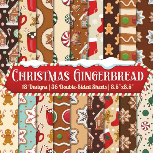Christmas Gingerbread Scrapbook Paper Craft Pad: 18 X'mas Cookies Design, 36 Double-Side Sheets Printed on 8.5x8.5 Size Paper. Perfect for Holiday ... DIY, Decoupage, Decoration, Album & More!
