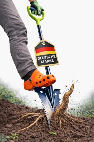 halmland® Profi Wurzelspaten | Spaten mit Wurzelsäge | Spaten Garten aus Carbonstahl & Fiberglas | Robuster Sparten für Harte Böden & anspruchsvolle Gartenarbeit