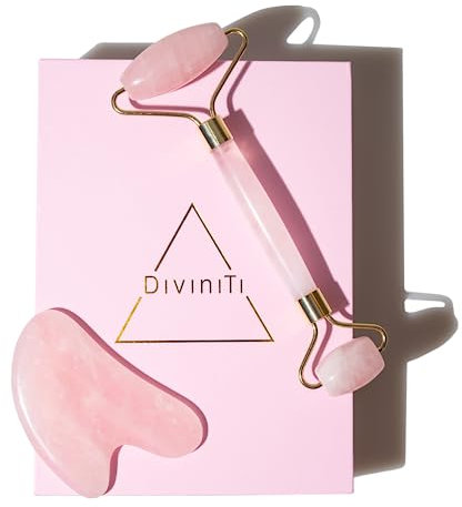 Rose Quartz Roller & Gua Sha Massage Tool - Gifts for Women - Jade Roller for Face Roller - Skincare Tools for Face | Anti Aging Rose Quartz Roller for Face | Guasha Tool for Face