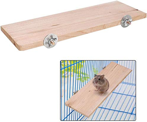 Plate-Forme de Hamster en Bois Naturel, Jouet à Mâcher Sécuritaire, Pont d'escalade pour Rongeurs, 2 Niveaux, pour Hamster Syrien, Gerbille, Chinchilla, Hérisson, Écureuil, Cobay