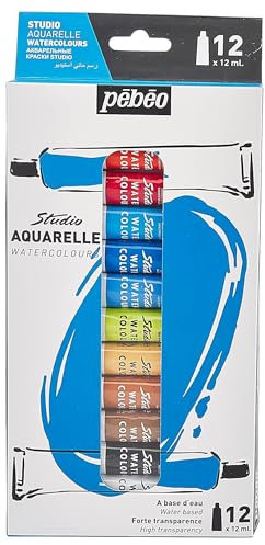 PEBEO – Aquarelle Studio - Set de Peinture Aquarelle Haute Qualité pour Artistes Professionnels et Peintres Amateurs – 12 Tubes de 12 ml 668900