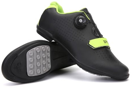 LZQpearl Fahrradschuhe Herren, Rennrad Und Mountainbike Schuhe Mit Gummisohle, Atmungsaktive, rutschfeste No-Lock Fahrradschuhe Mit Schnell Rotierendem Schnürsenkelsystem Black, 45
